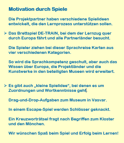Text zum Start Spiele
